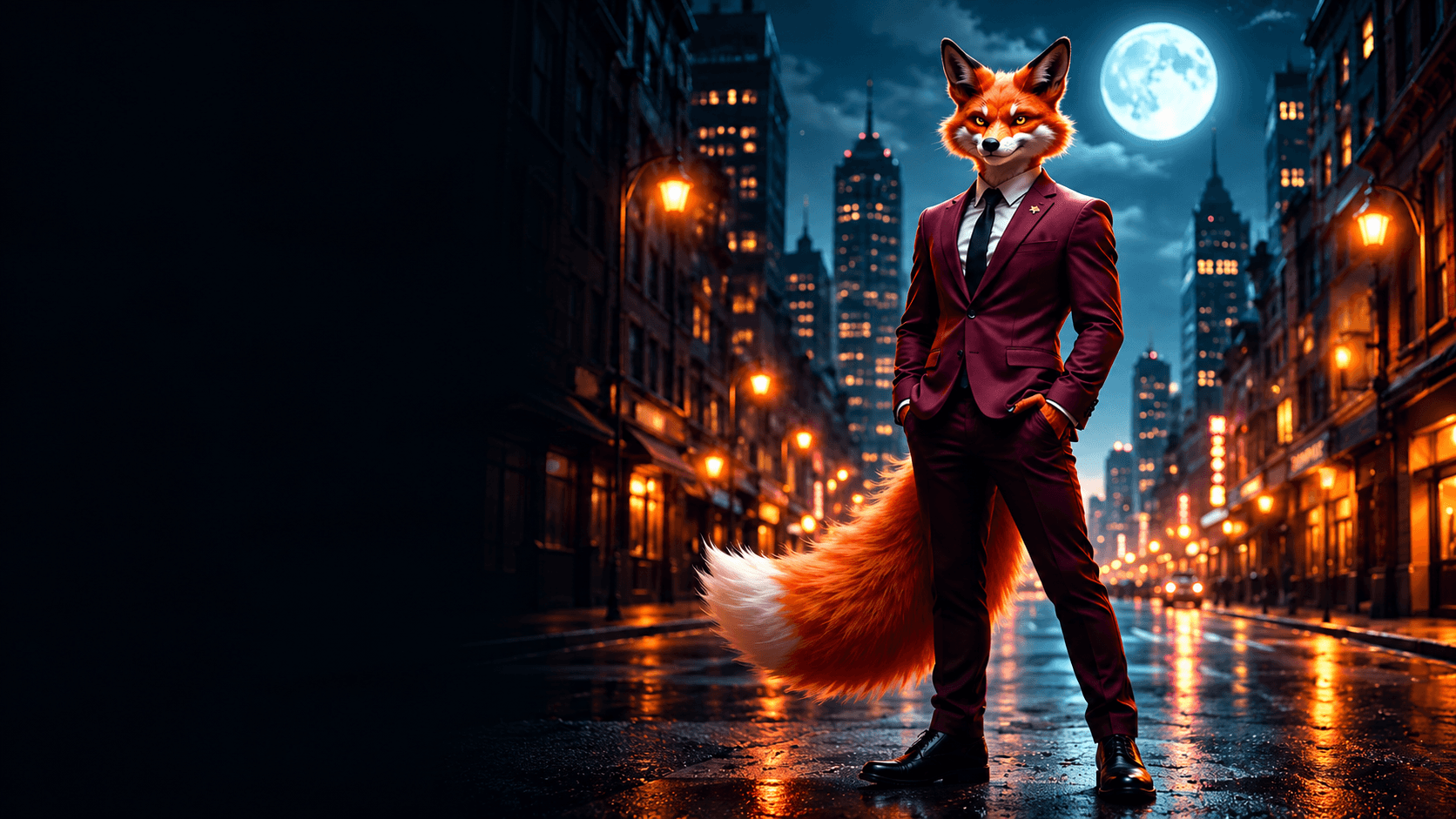 CashFox mascot in a suit